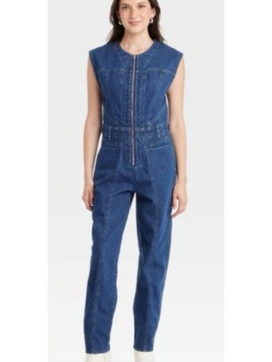 Universal Thread Pants - NWT Universal Thread Women's 8 Denim Jumpsuit Sleeveless Zip Front Blue J1747